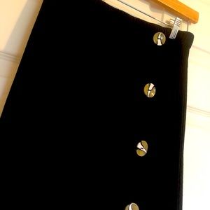 Topshop black maxi skirt with buttons size 8